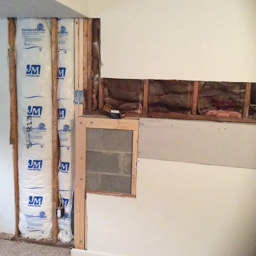 Wall insulation replacement during Basement Flood Cleanup in Fairfield